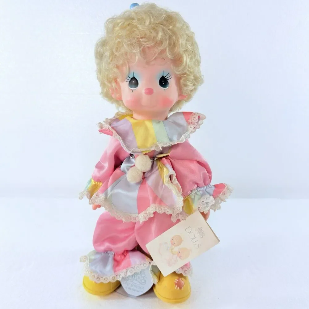 VTG Precious Moments Taffy The Clown Doll Pastel Ruffle 1980s Toy W/ Tag & Stand